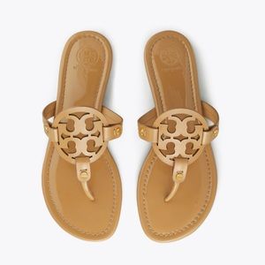 NEW Tory Burch Miller Sandal Patent Leather Sand